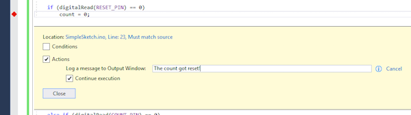 set your message for breakpoints