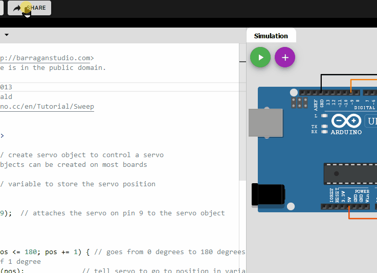Sharing the project is easy on Wokwi Arduino Simulator.gif