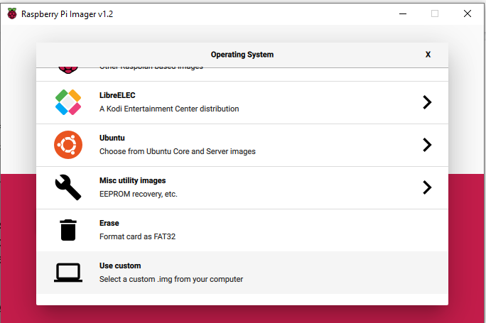 flash custom OS on raspberry pi imager