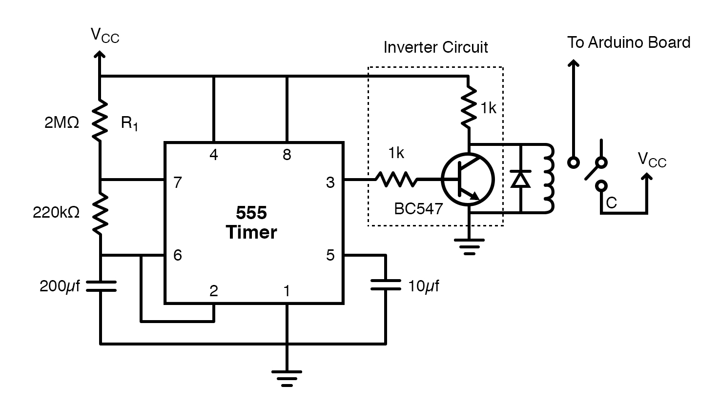 circuit diagram for an external timer circuit.