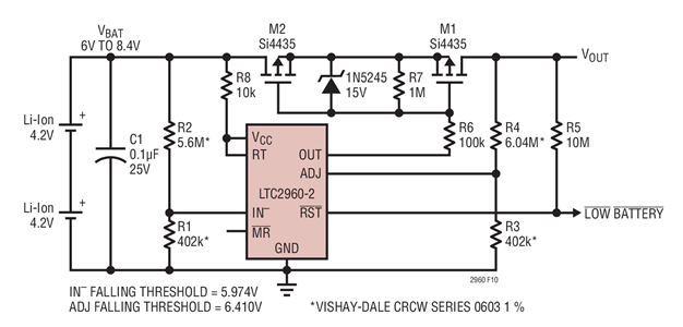Over-discharge protection using LTC2960