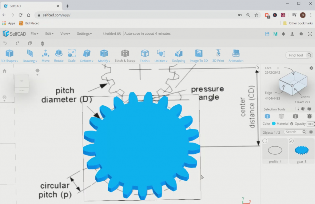 How to Design a 3D Gear and an Excavated 3D Model in 3D Modeling Software