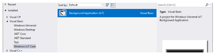 Creating a new Windows IoT Core background application