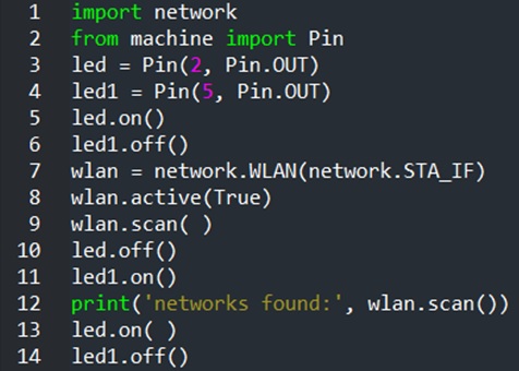 Figure 10. The WiFi Network Scanner MicroPython Code.