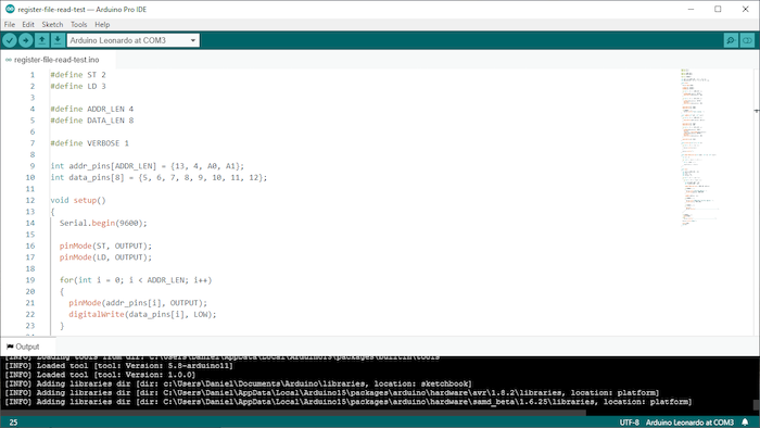 screenshot of Arduino IDE