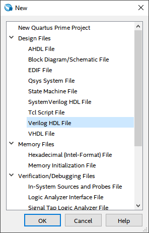 select verilog hdl file