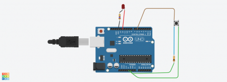 LED blinking with button using Arduino