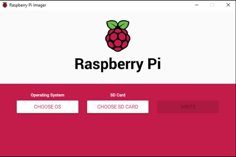 welcome screen raspberry pi imager