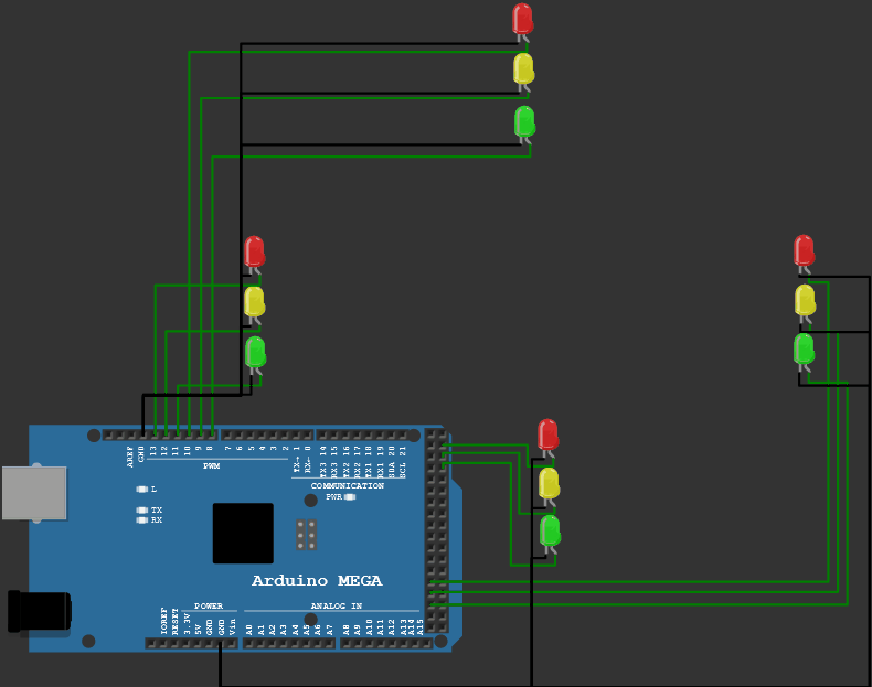 Wokwi Arduino Simulator - Wokwi Arduino Simulator for 4 way traffic signal