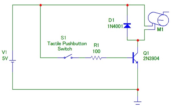Figure 1. A typical transistor DC motor driver circuit.