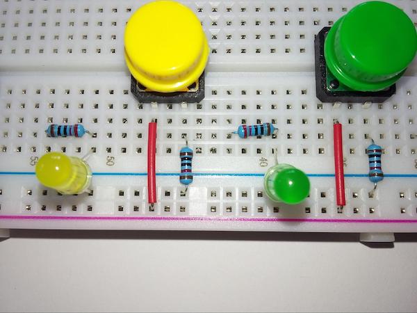 Connecting the pushbuttons and LEDs.