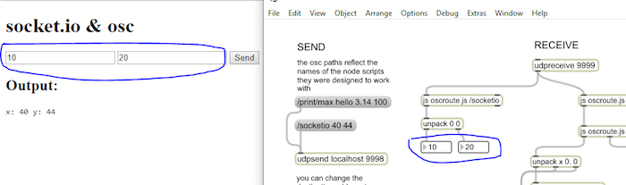 type the data that you want to send on the browser side
