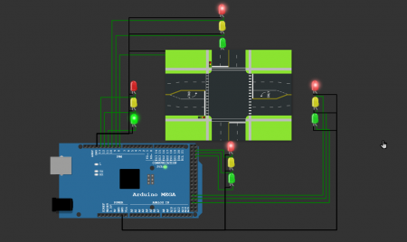4 way Traffic signal project - Arduino simulator projects