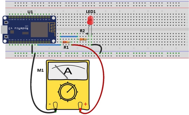 Figure 7. The ESP8266 WiFi Network Scanner electrical wiring diagram.