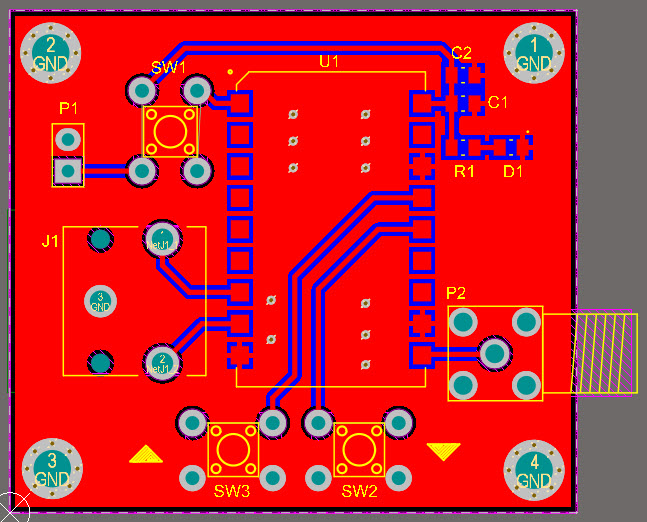 A view of the PCB’s top layer