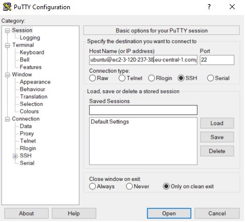 PuTTY main window with the hostname.jpg