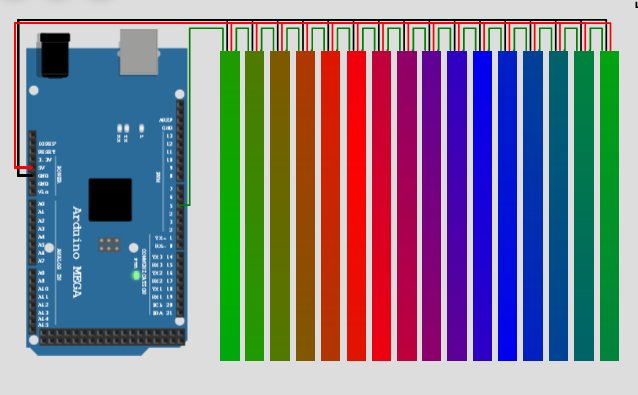 FastLED simulation example of wokwi Arduino simulator