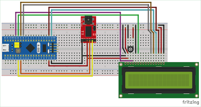 Connecting the LCD module to the STM32.