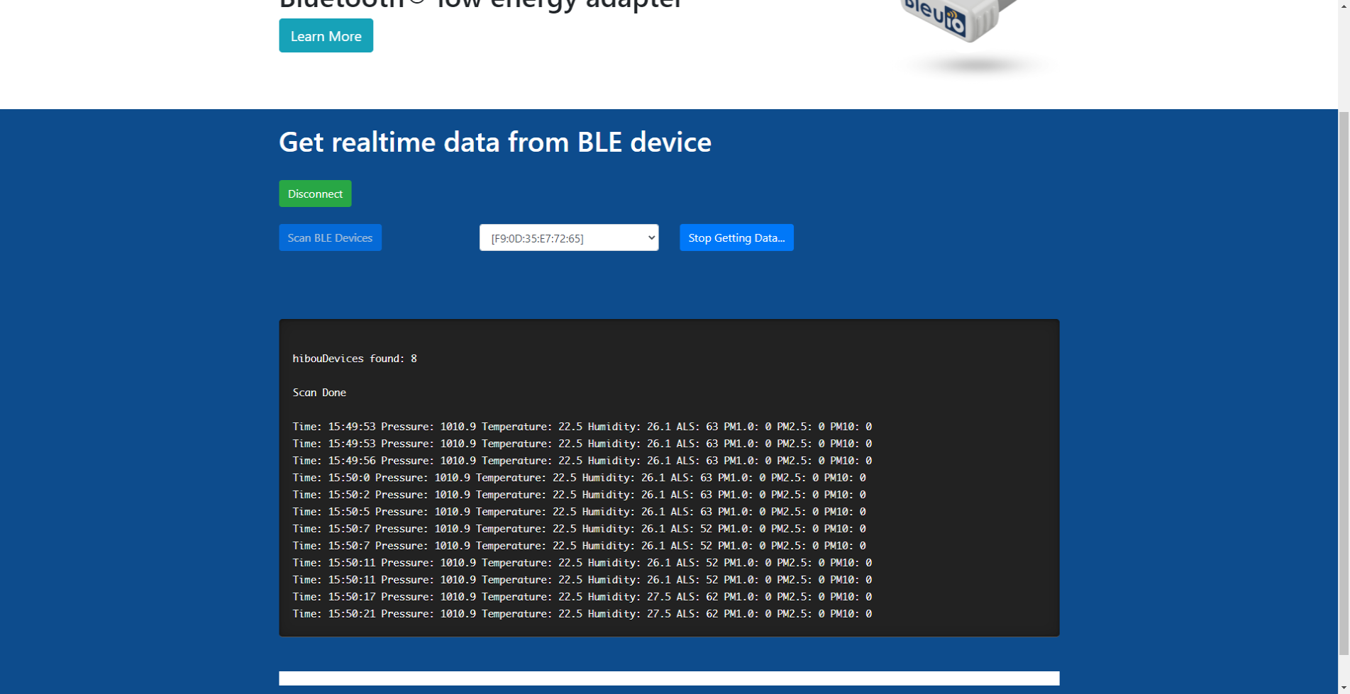 get ble data on browser