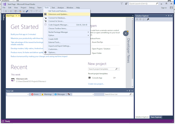 launching visual studio