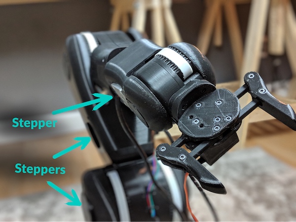 stepper motors in large robot arms