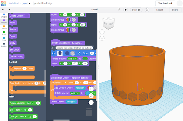 rotate around block in codeblocks