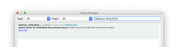 add the Adafruit VCNL4010 Arduino library