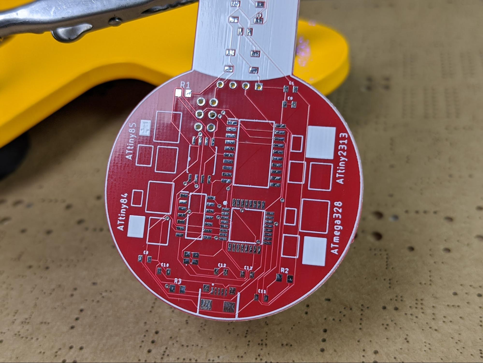 footprints on PCB to attach ATtiny MCUs
