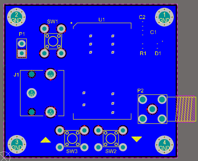 A view of the PCB’s bottom layer