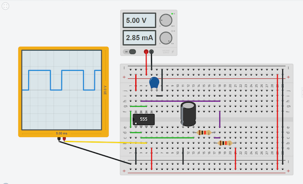 test your circuit with the online voltage source and oscilloscope