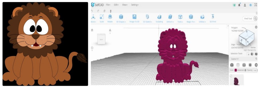 Converting an Image Into a 3D Shape in SelfCAD 2.0 