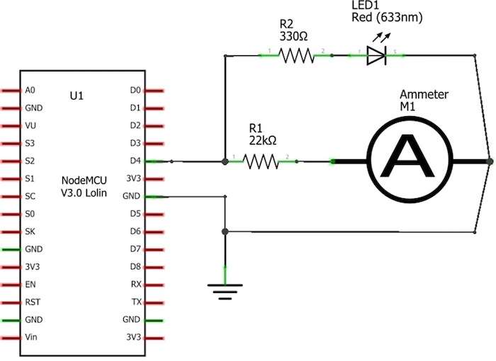 Figure 8. The ESP8266 WiFi Network Scanner circuit schematic diagram.