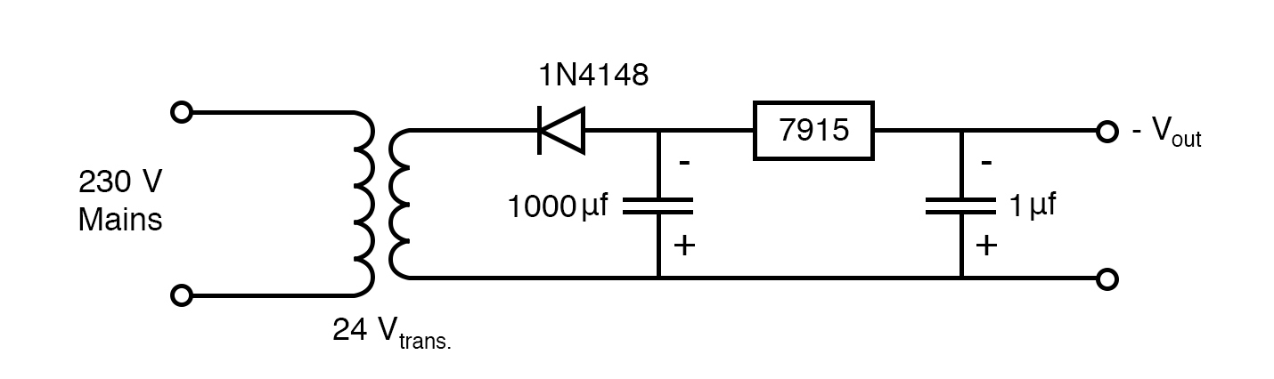 Circuit for negative voltage from AC mains.
