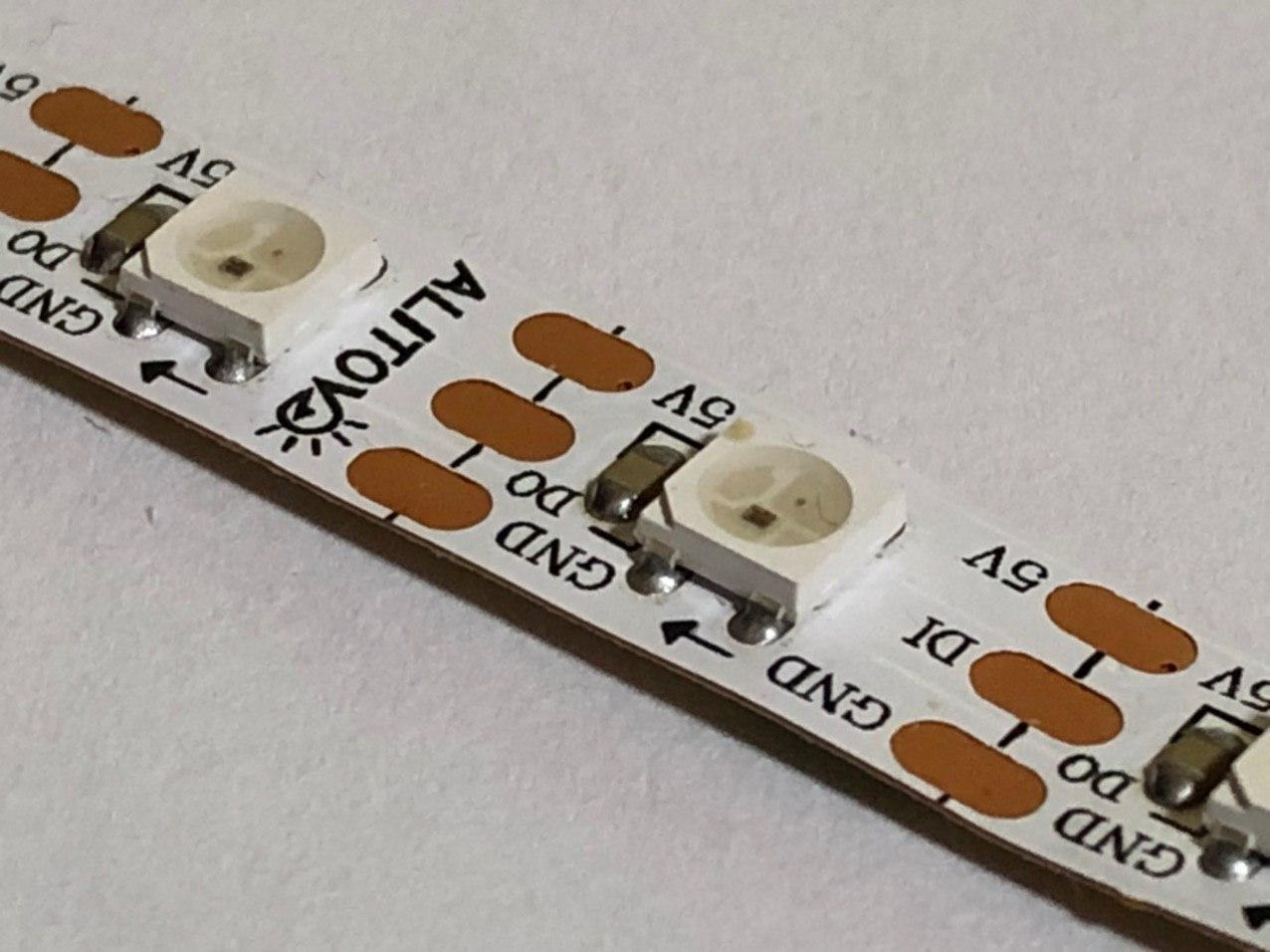 Pay attention to the arrows on the LED strip, which indicate the end of the strip.